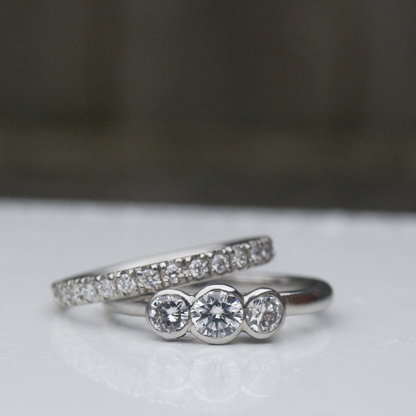 Diamond trilogy ring set in platinum