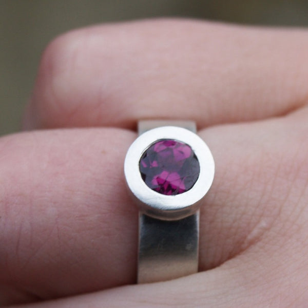 Raspberry pink garnet ring