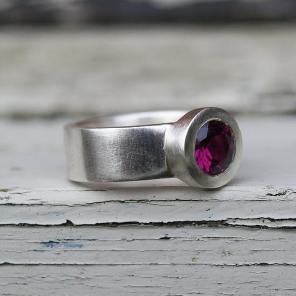 Raspberry pink garnet ring