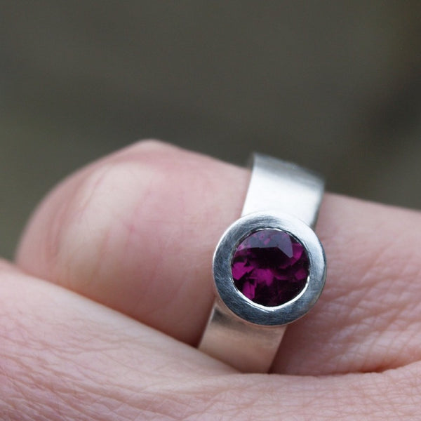 Raspberry pink garnet ring