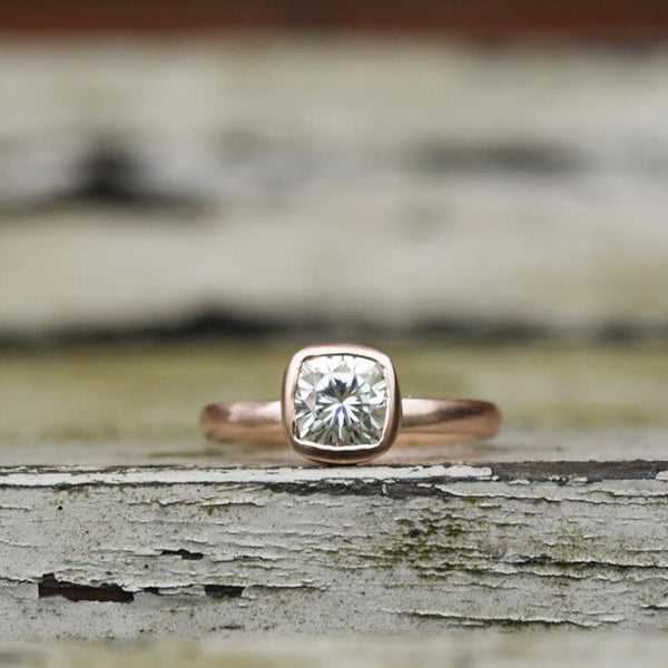 1ct Forever One moissanite ring set in recycled rose gold