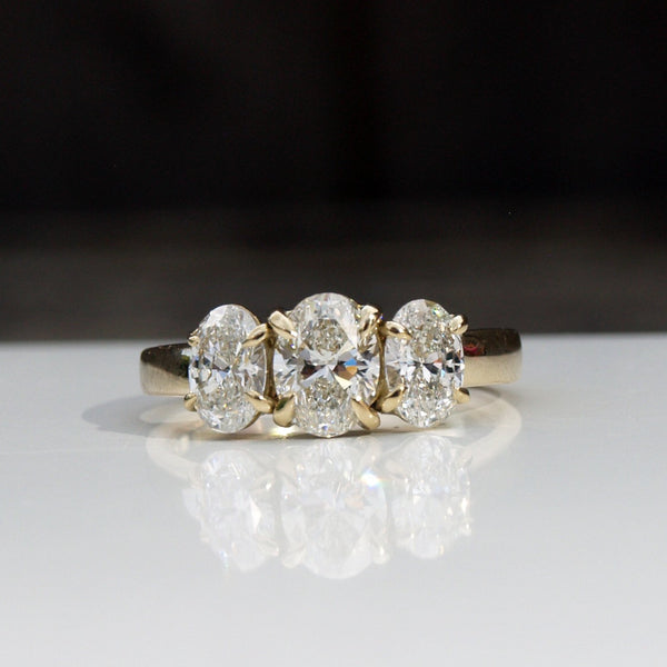 2ct oval diamond trilogy ring