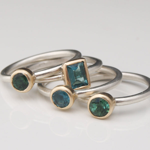 Tourmaline stacking rings