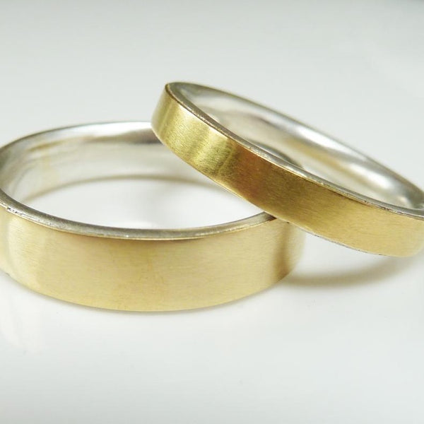 Gold and silver wedding band set