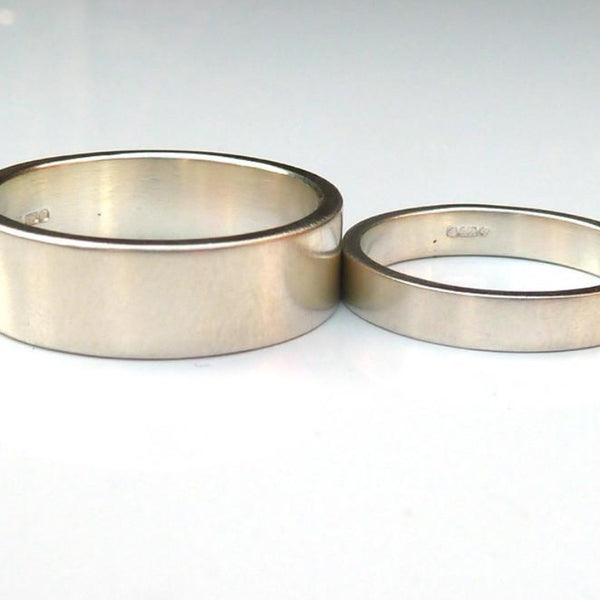 9ct recycled white gold wedding band set